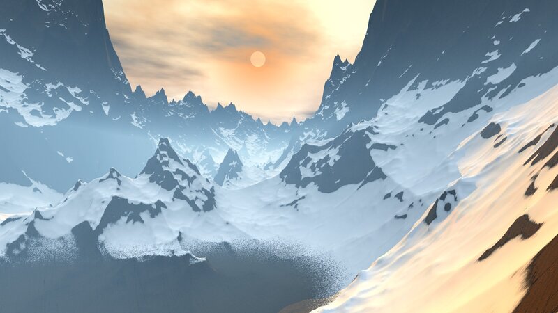 snowy mountain sunset