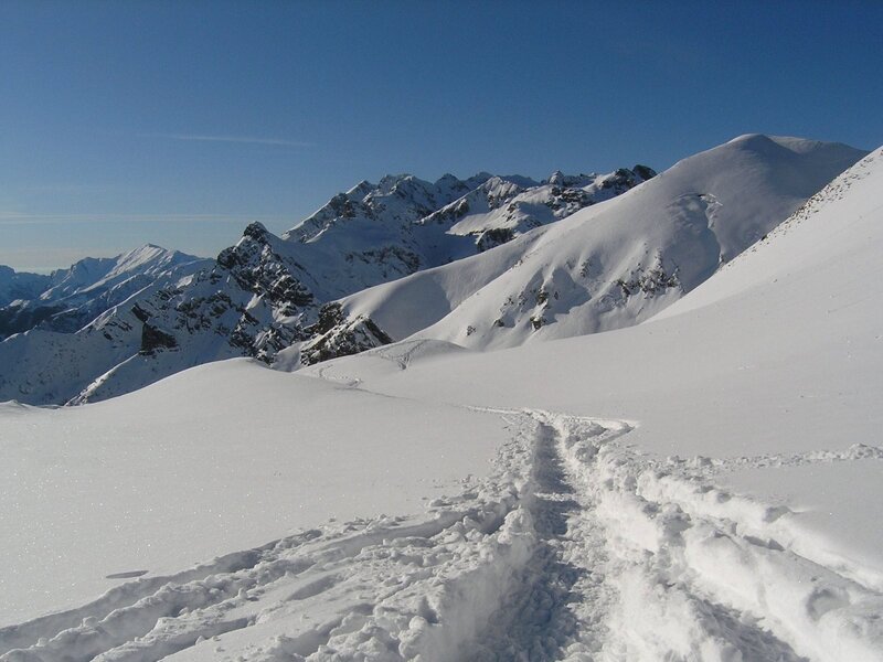 Snowy mountain trail
