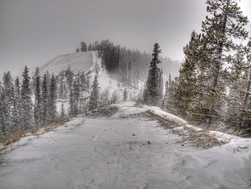 Snowy mountain trail