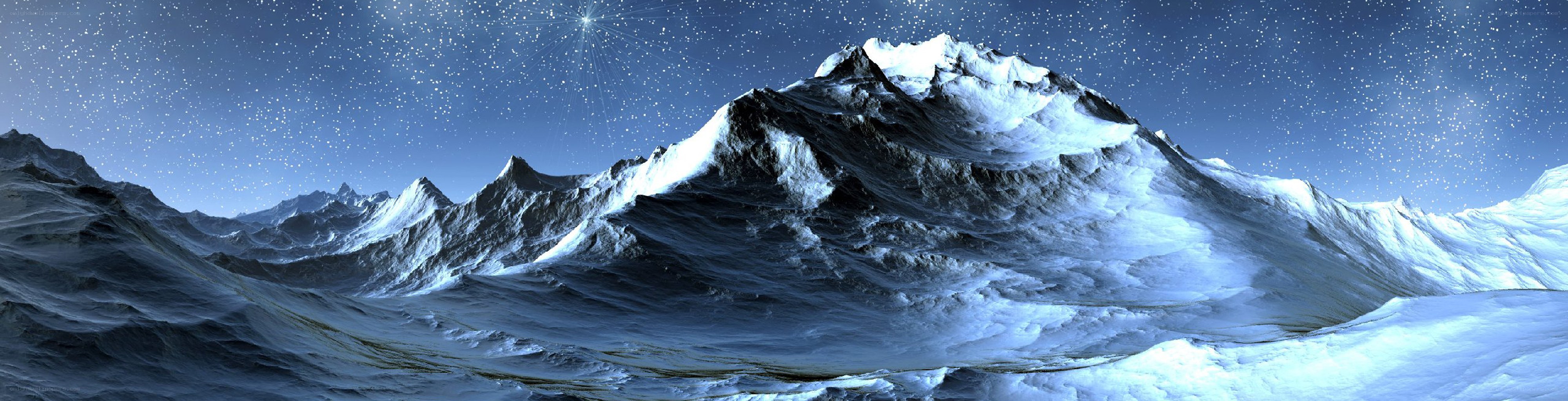 snowy mountain under starry sky