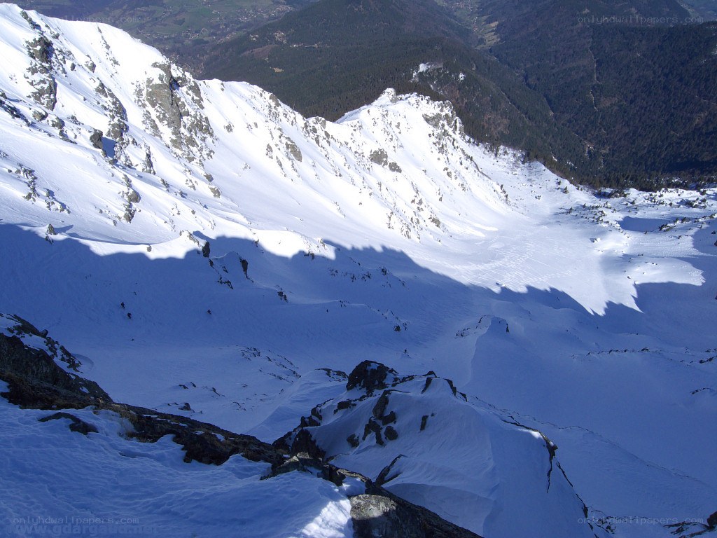 snowy mountain valley