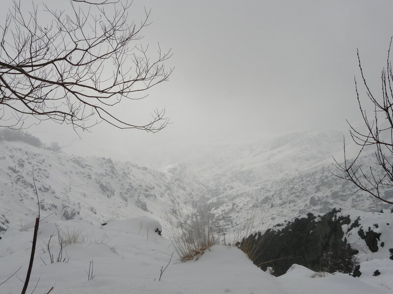 snowy mountain valley