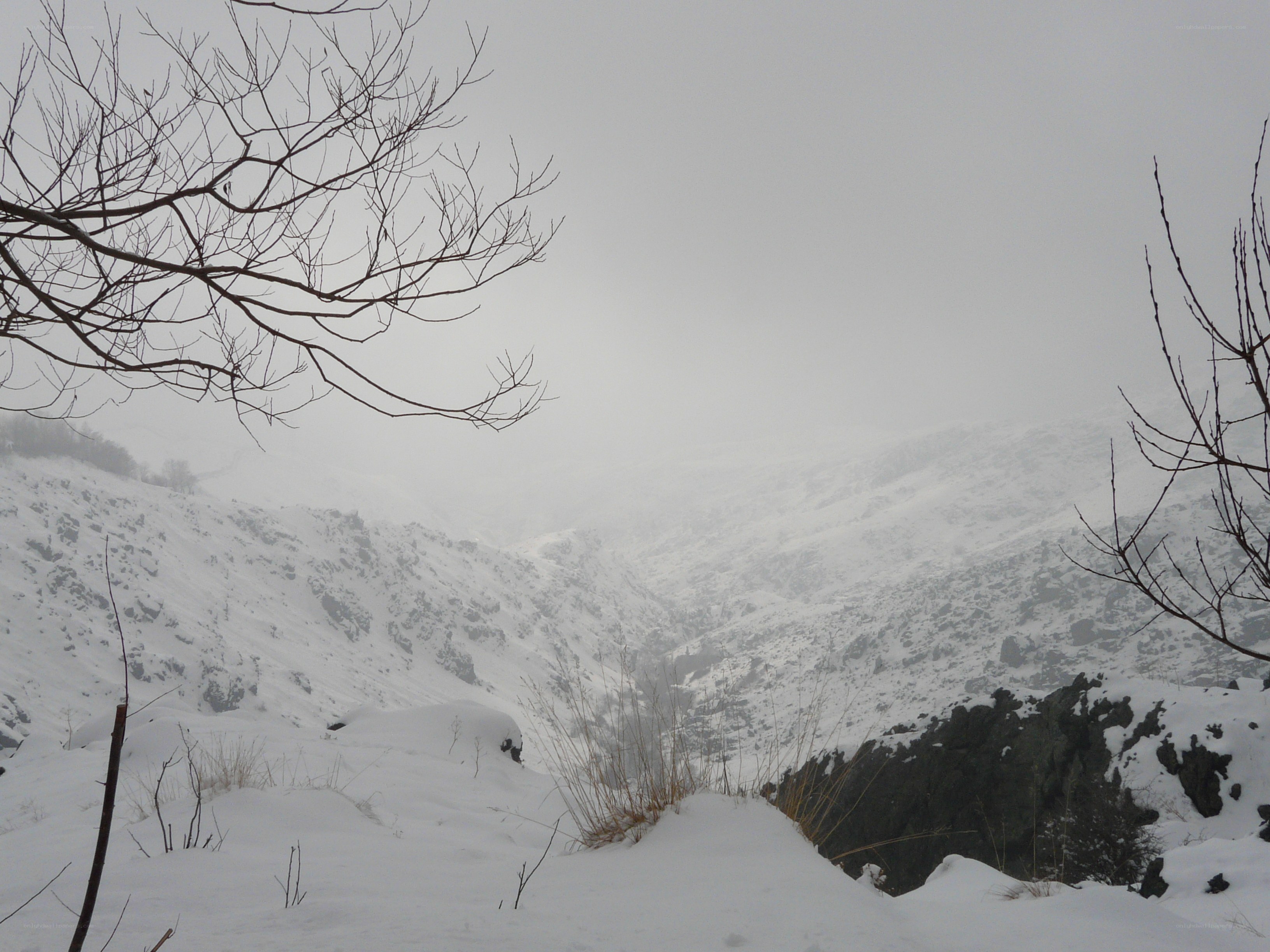 snowy mountain valley