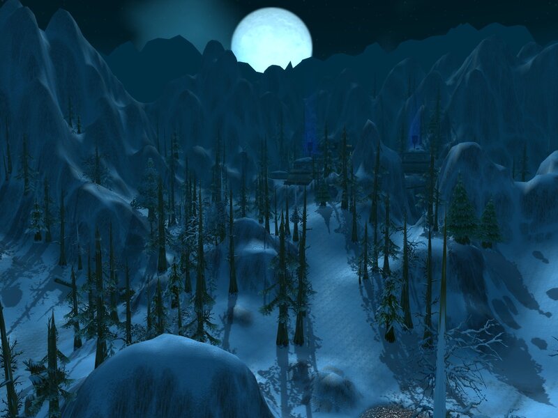 Snowy Mountain Valley — Blue, Serene, Night, 3d Render