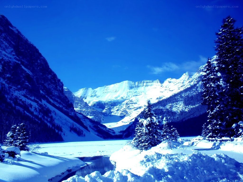 snowy mountain valley landscape