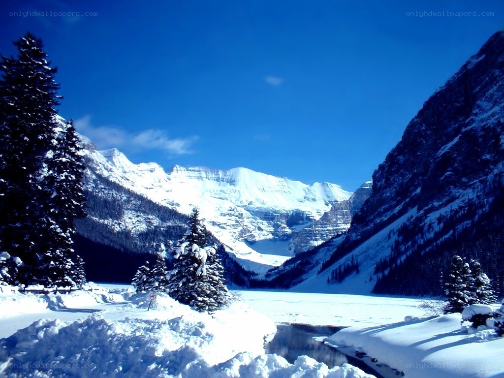 snowy mountain valley landscape