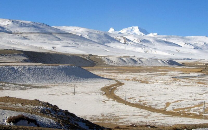 snowy mountain valley landscape