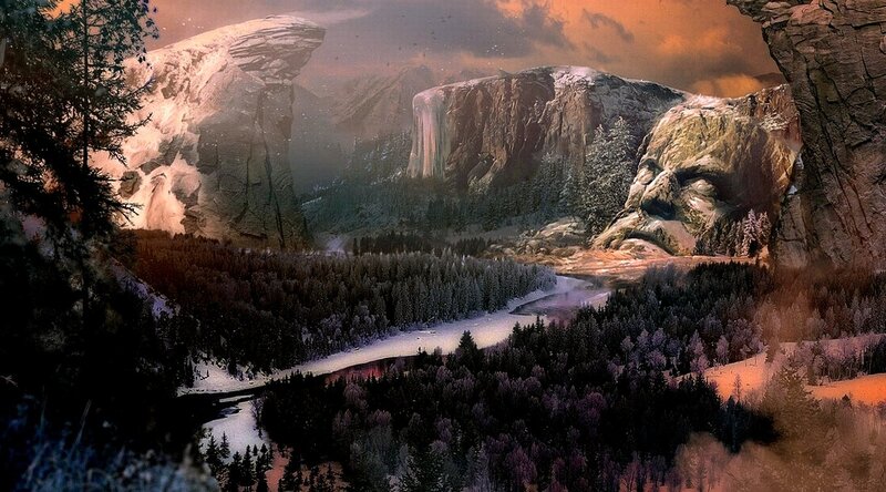 Snowy Mountain Valley — Orange