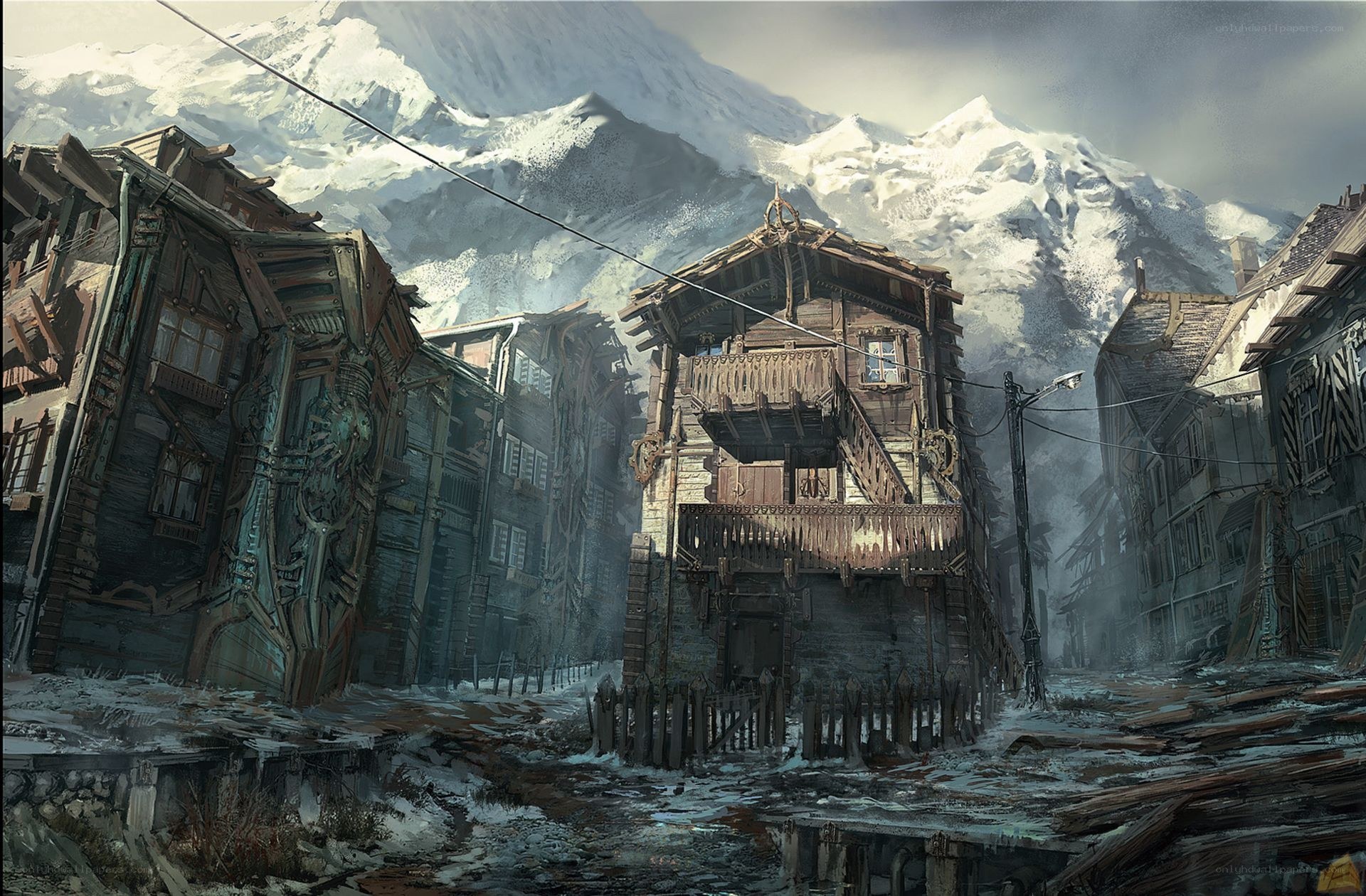 snowy mountain village
