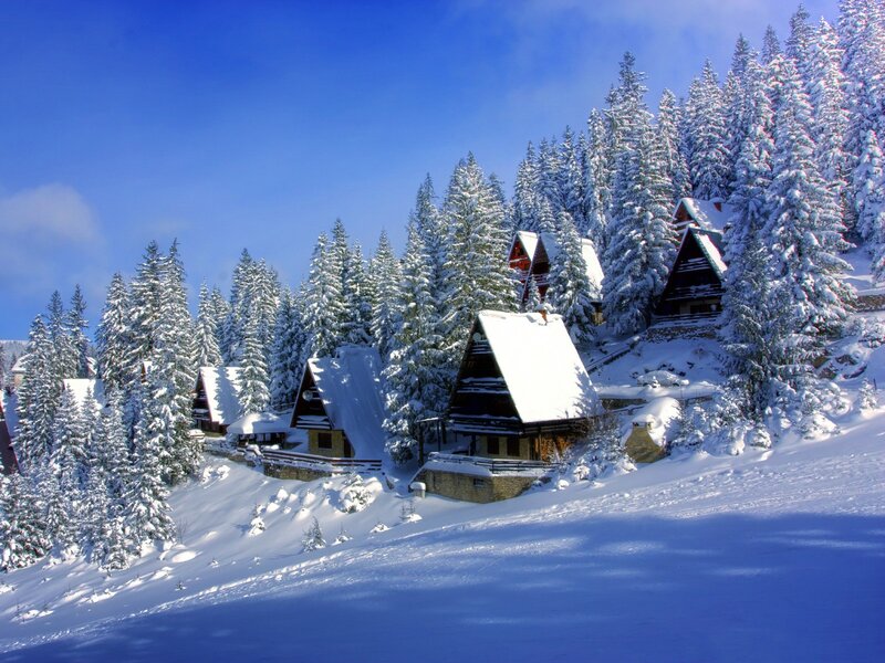 Snowy mountain village