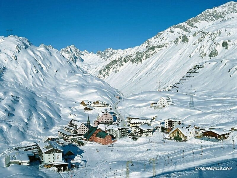 snowy mountain village