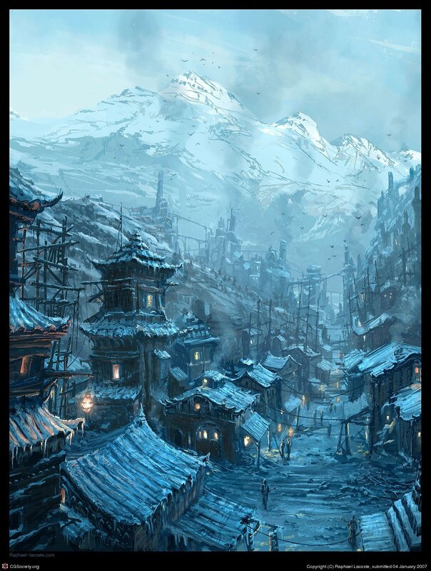 Snowy mountain village