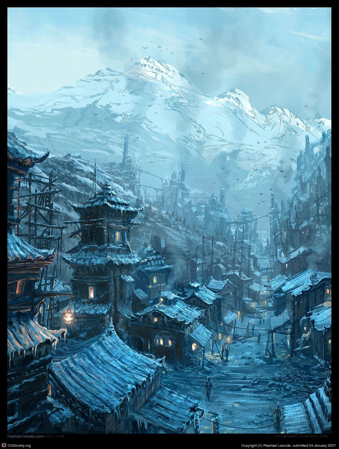 Snowy mountain village