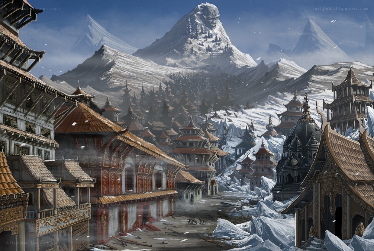 snowy mountain village