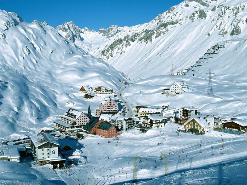 Snowy mountain village