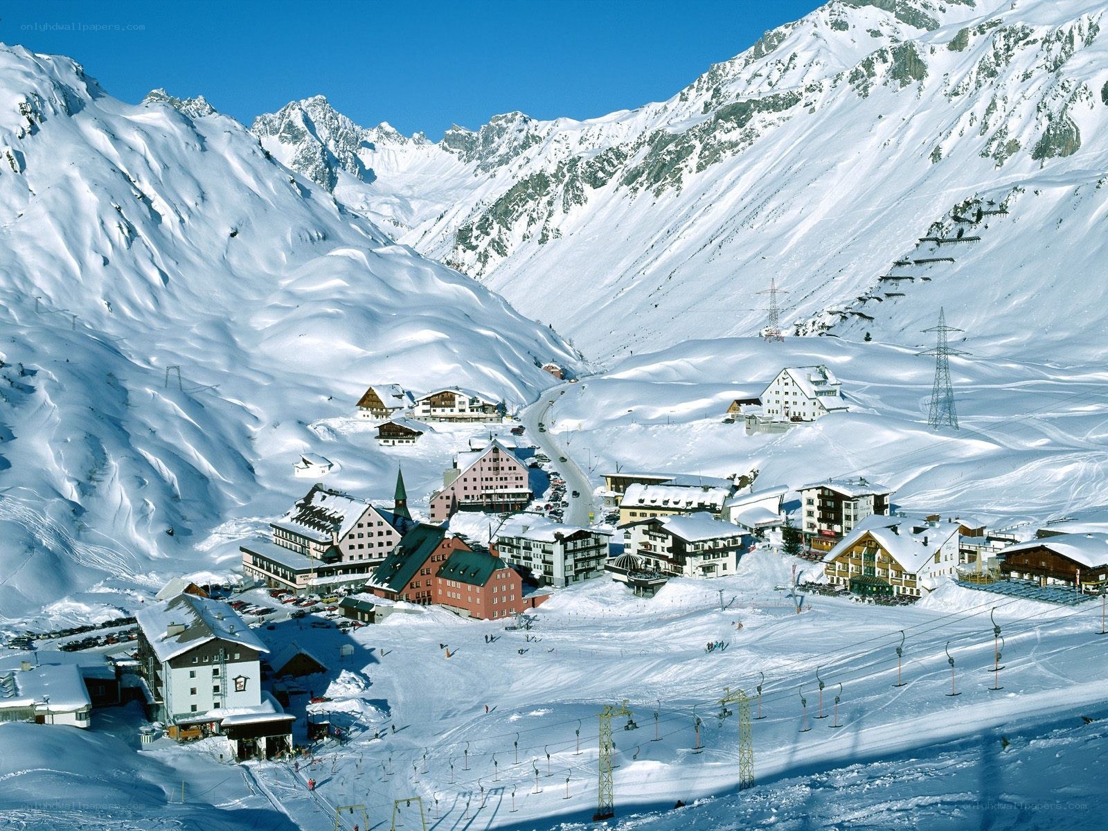 Snowy mountain village