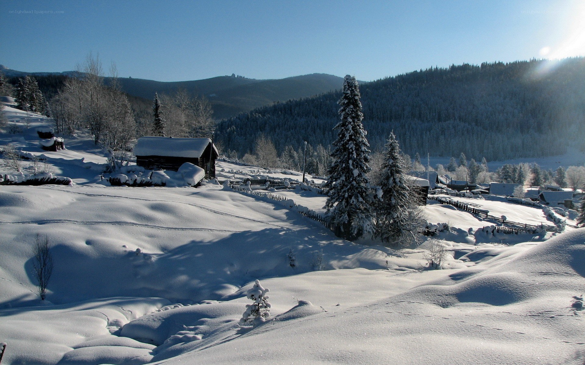 Snowy mountain village