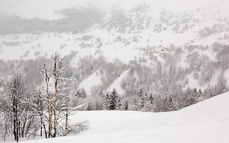 Snowy mountain village