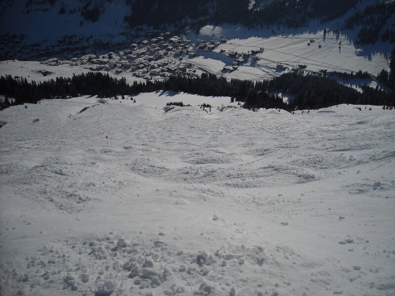Snowy mountain village view