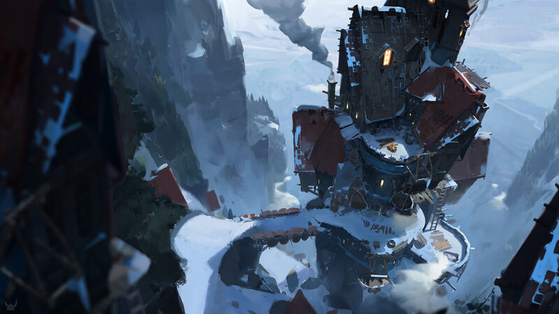 Snowy Mountain Village — White, Dramatic, Winter