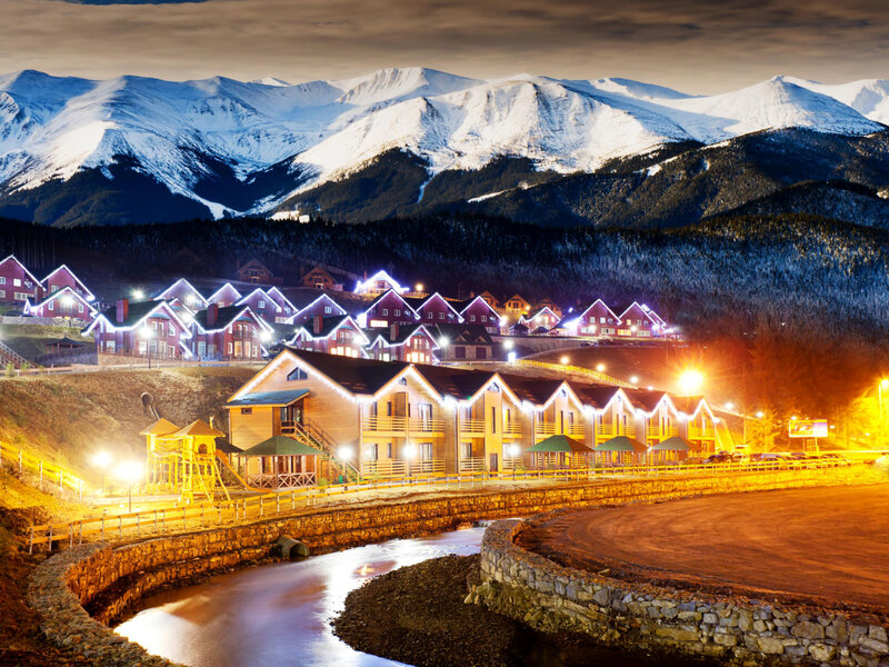 Snowy Mountain Village — White