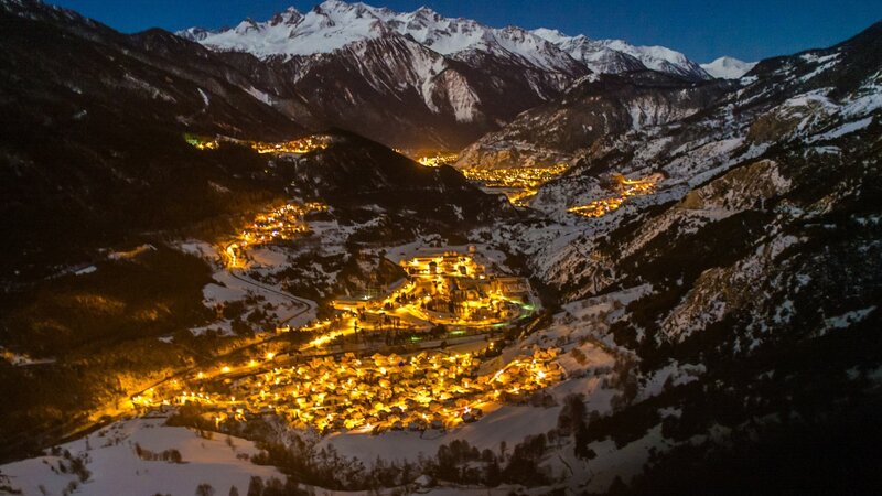 Snowy Mountain Village — Yellow