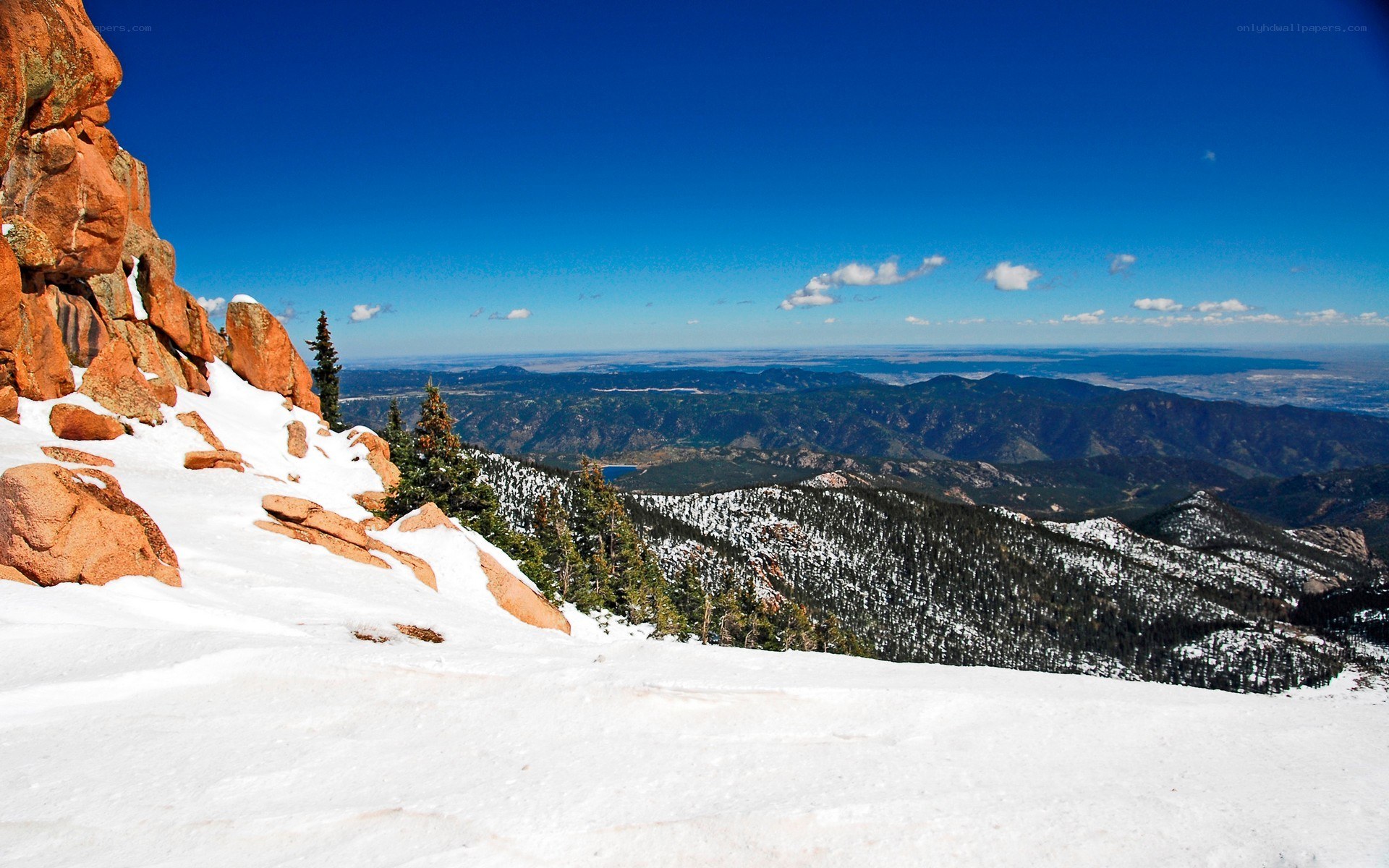 Snowy mountain vista