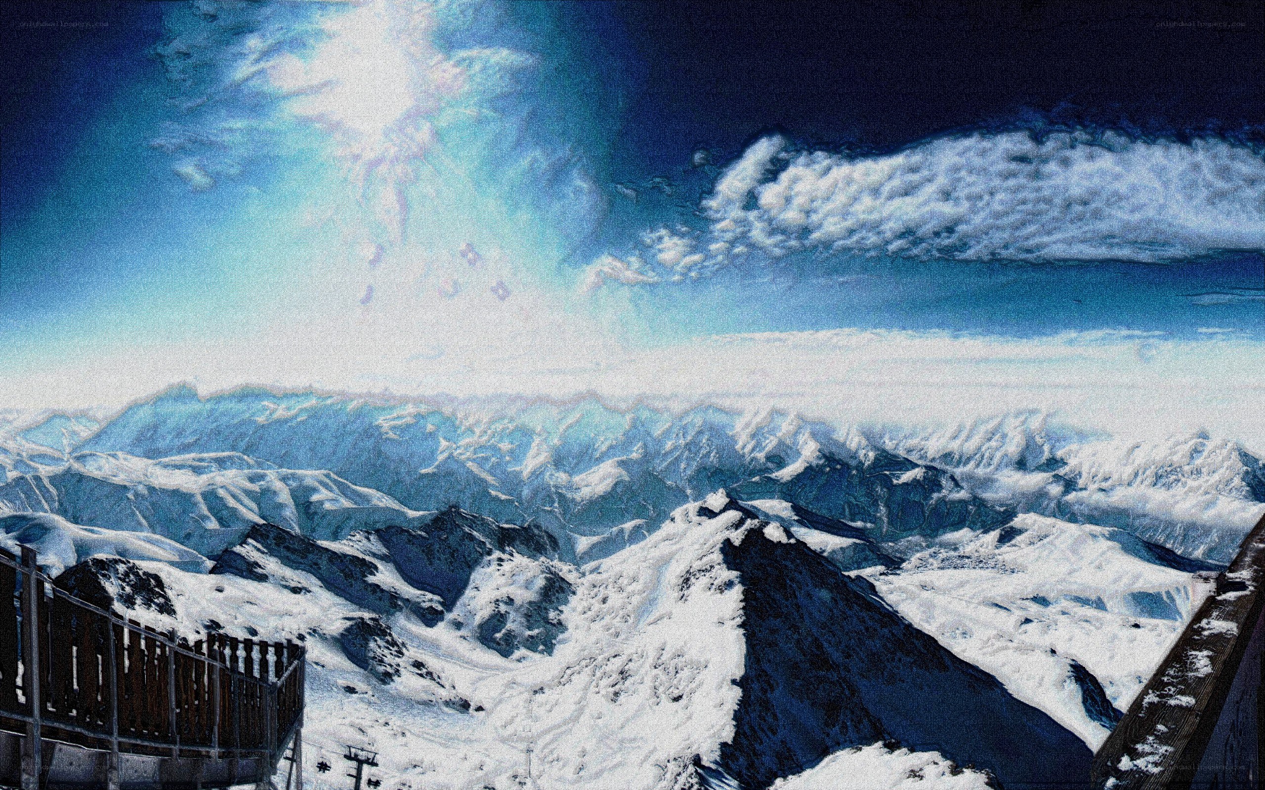 snowy mountain vista from viewpoint