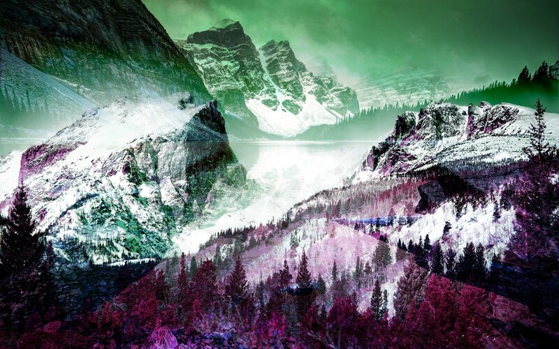 Snowy Mountains and Lake — Green