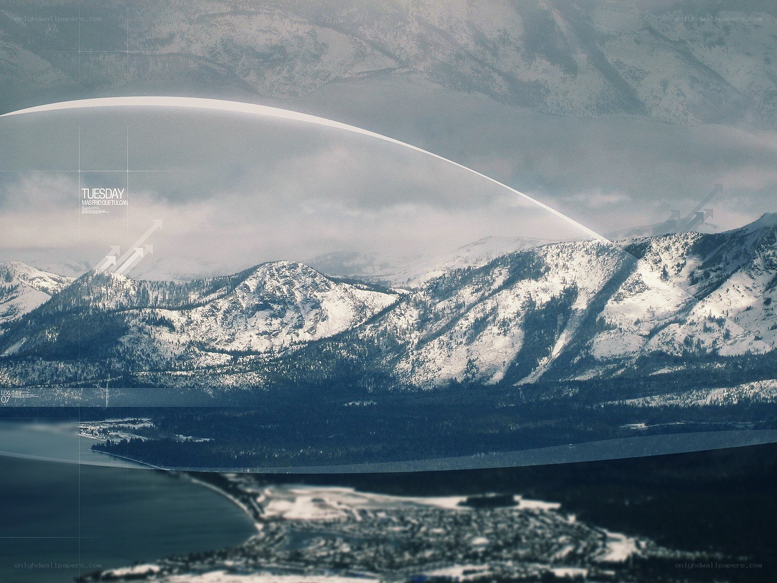 Snowy mountains and lake view