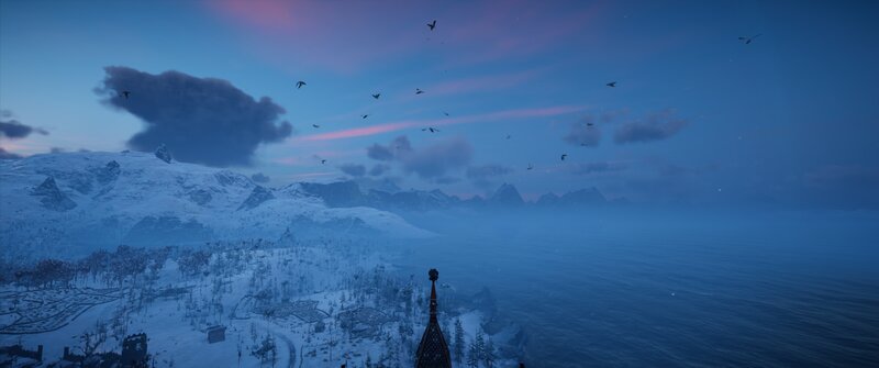 Snowy Mountains and Sea