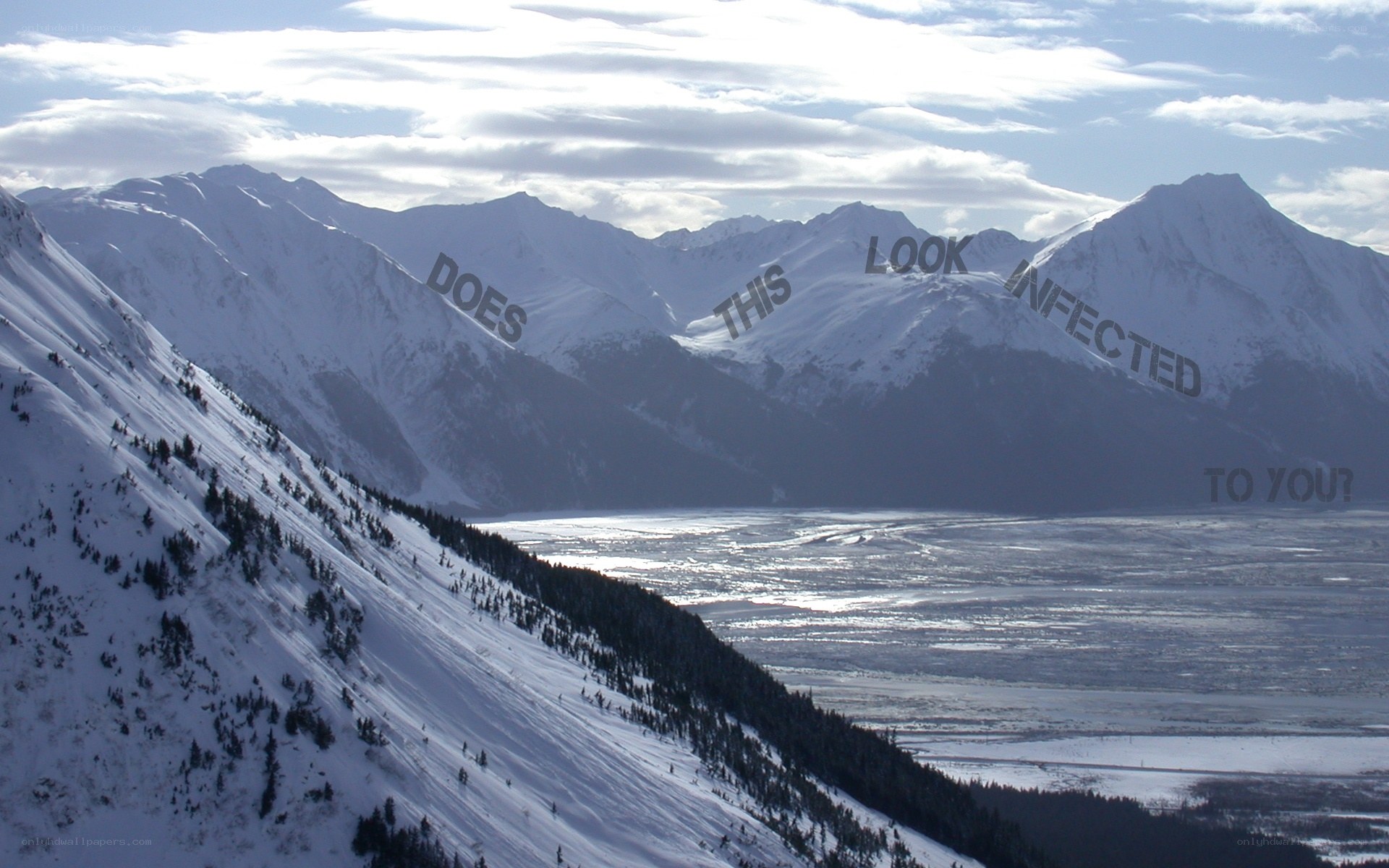 snowy mountains and valley