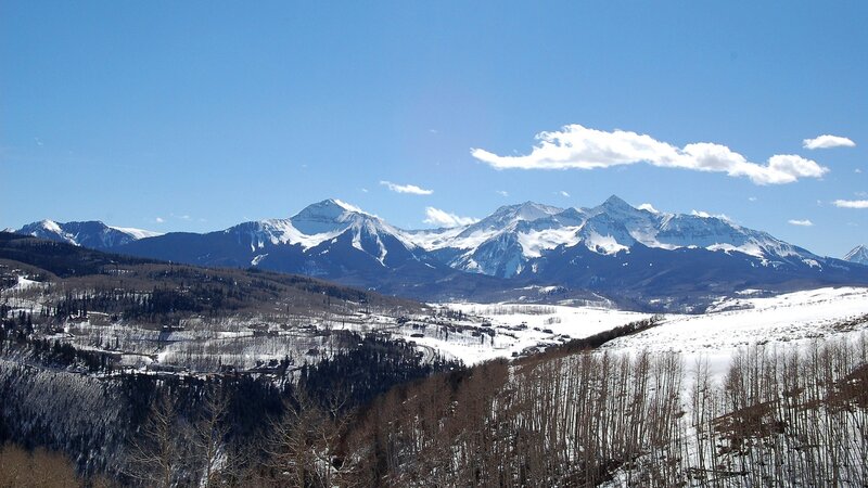 snowy mountains and valley