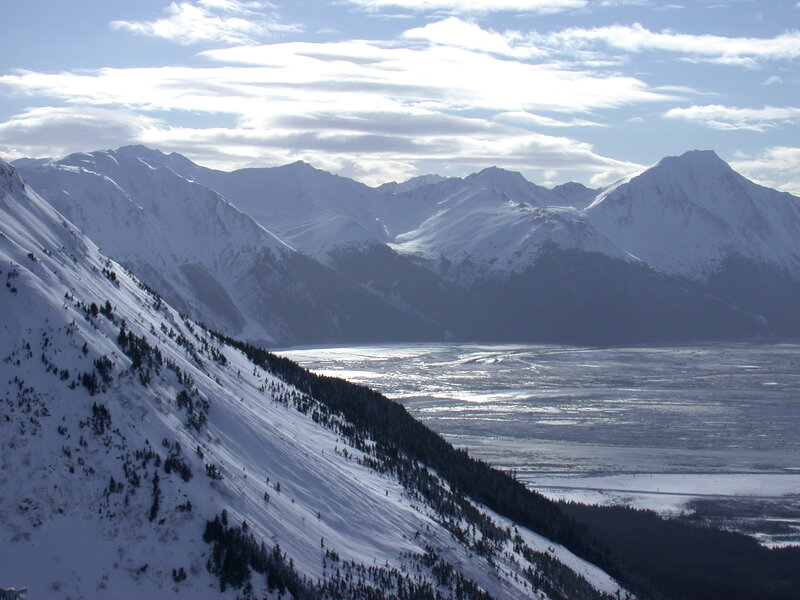 snowy mountains and valley