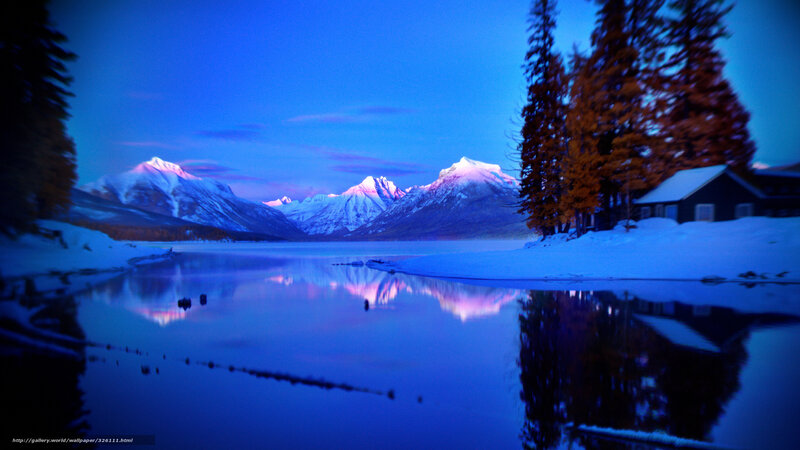 Snowy Mountains at Dusk — Blue, Serene, Winter