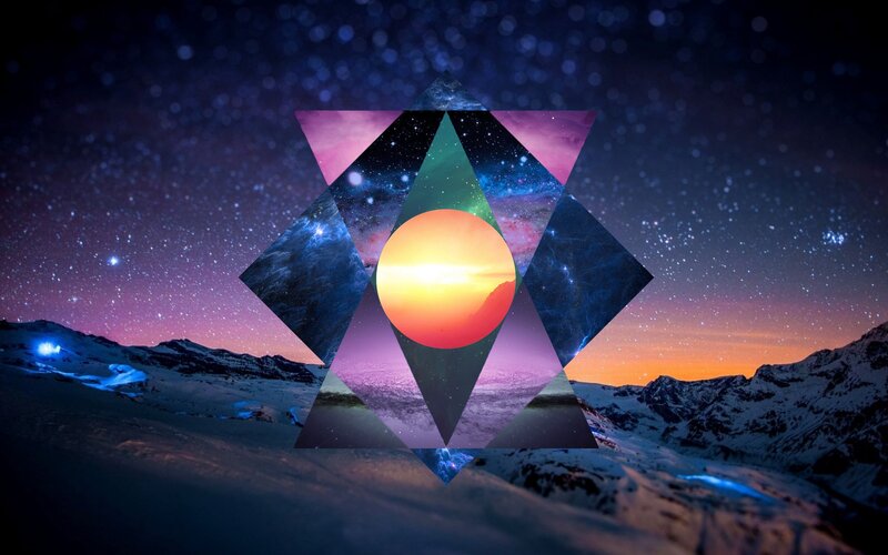 Snowy Mountains at Night — Purple