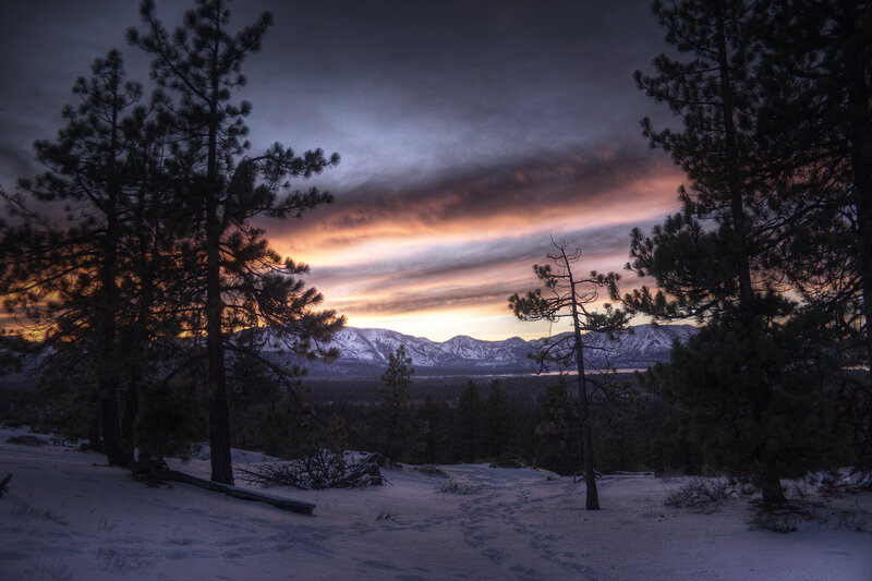 Snowy Mountains at Sunset — Purple