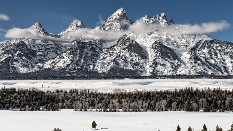snowy mountains in winter