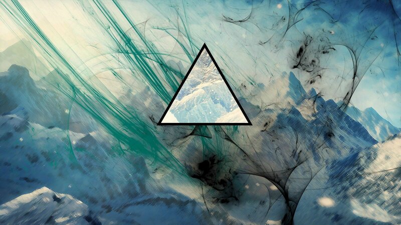 Snowy Mountains Landscape — Blue, Abstract