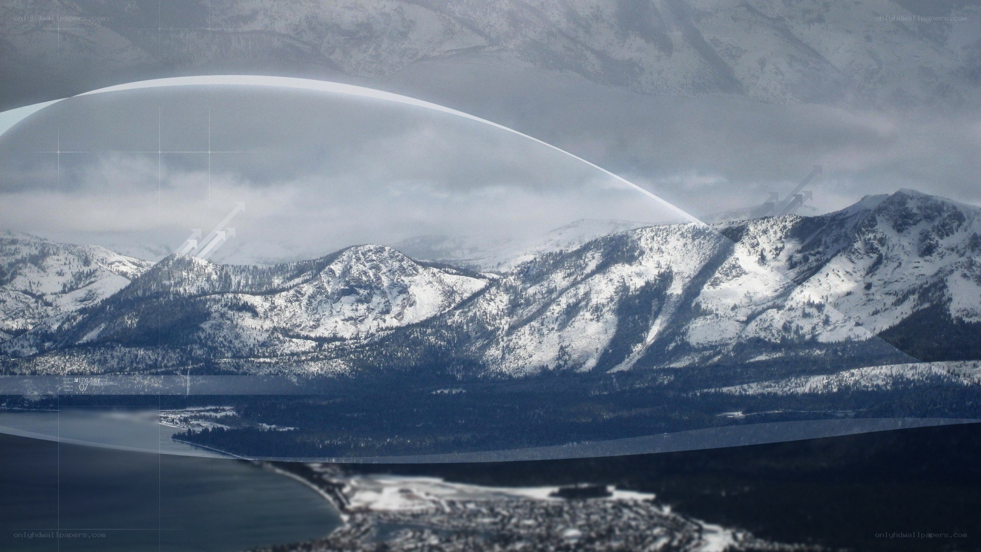 snowy mountains under a dome