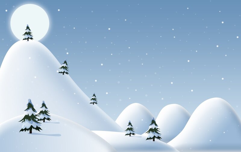 snowy mountains under moonlight