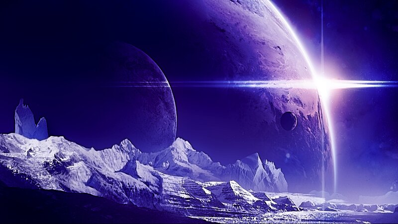 Snowy Mountains under Planets — Purple