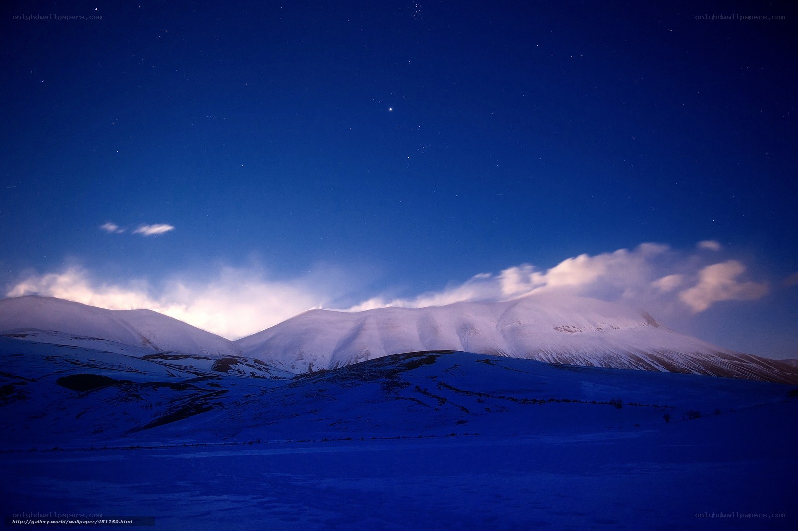 Snowy Mountains Under Starry Sky