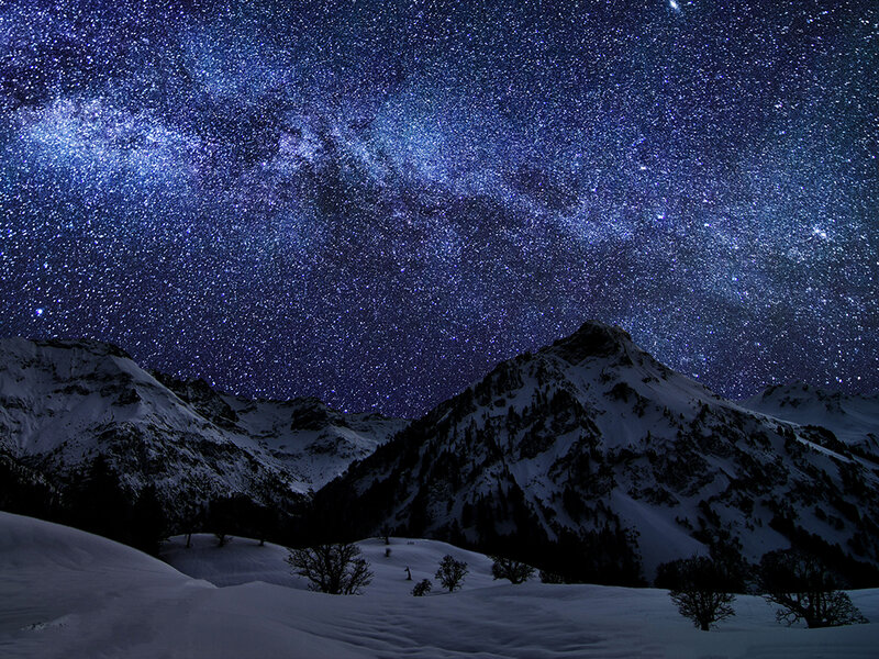 Snowy Mountains under Stars — Blue