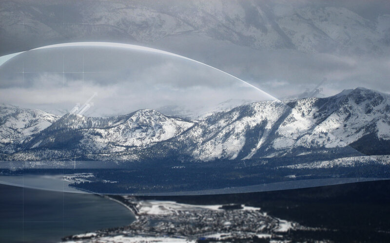 snowy mountains with dome