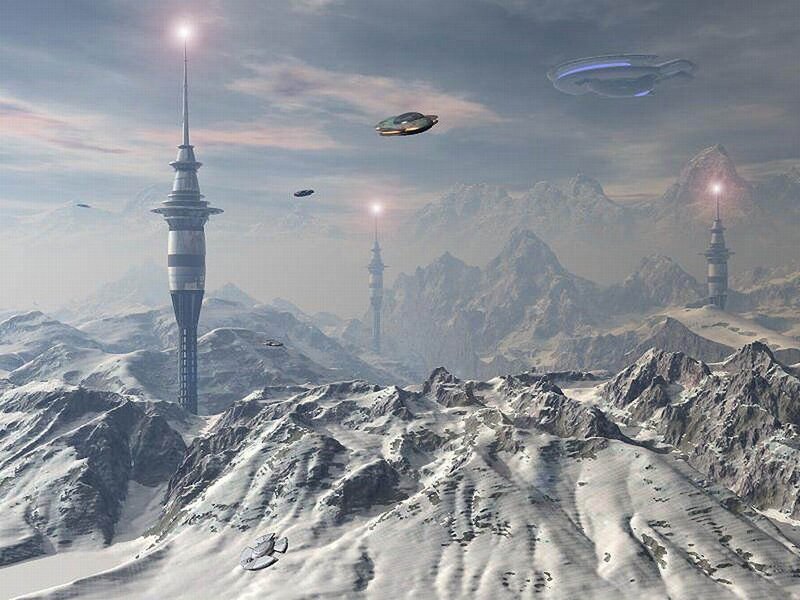Snowy Mountains with Towers