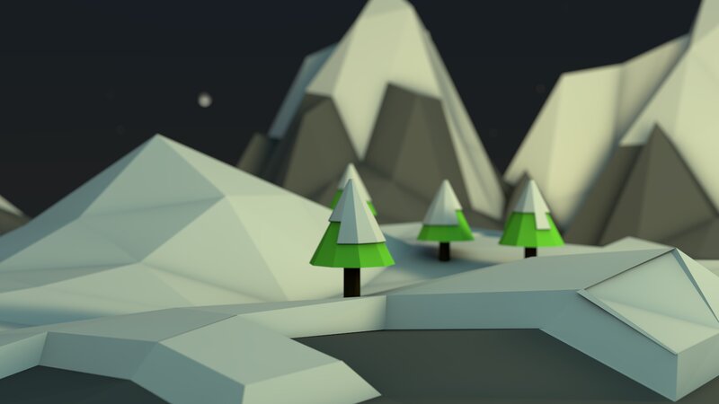 Snowy Mountains with Trees