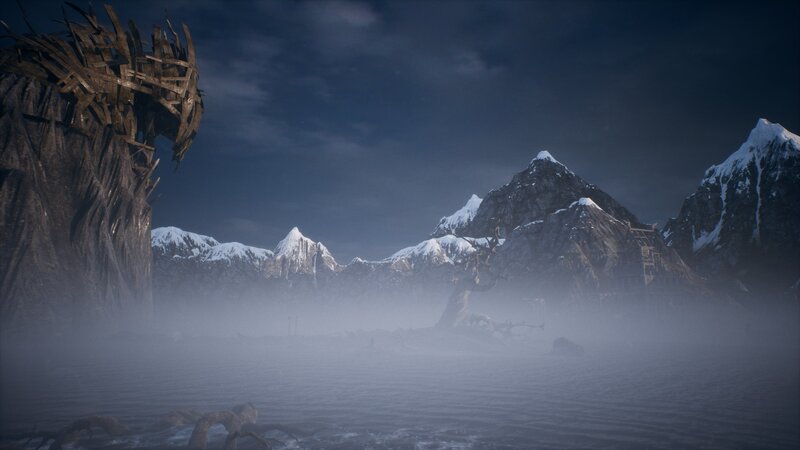 Snowy Mountainscape — Blue