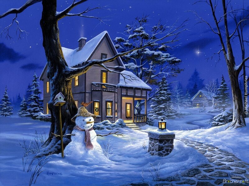 Snowy Night at a Cozy Home