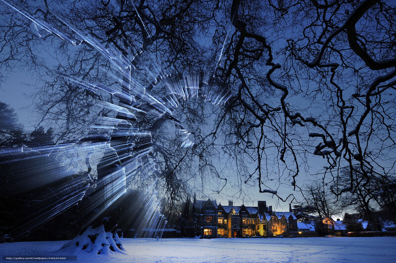 Snowy Night at a Grand Estate